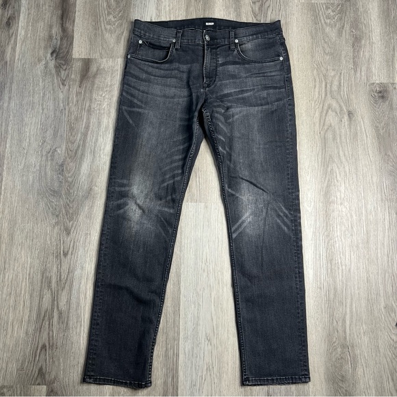 Hudson Jeans Mens 38x33 Actual Black Washed Blake Slim Straight Stretch‎ Denim - Picture 1 of 9
